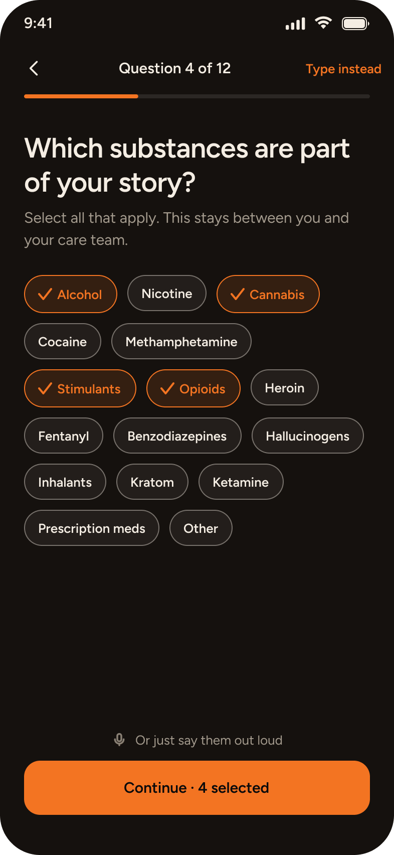 Voice intake: Multi-select