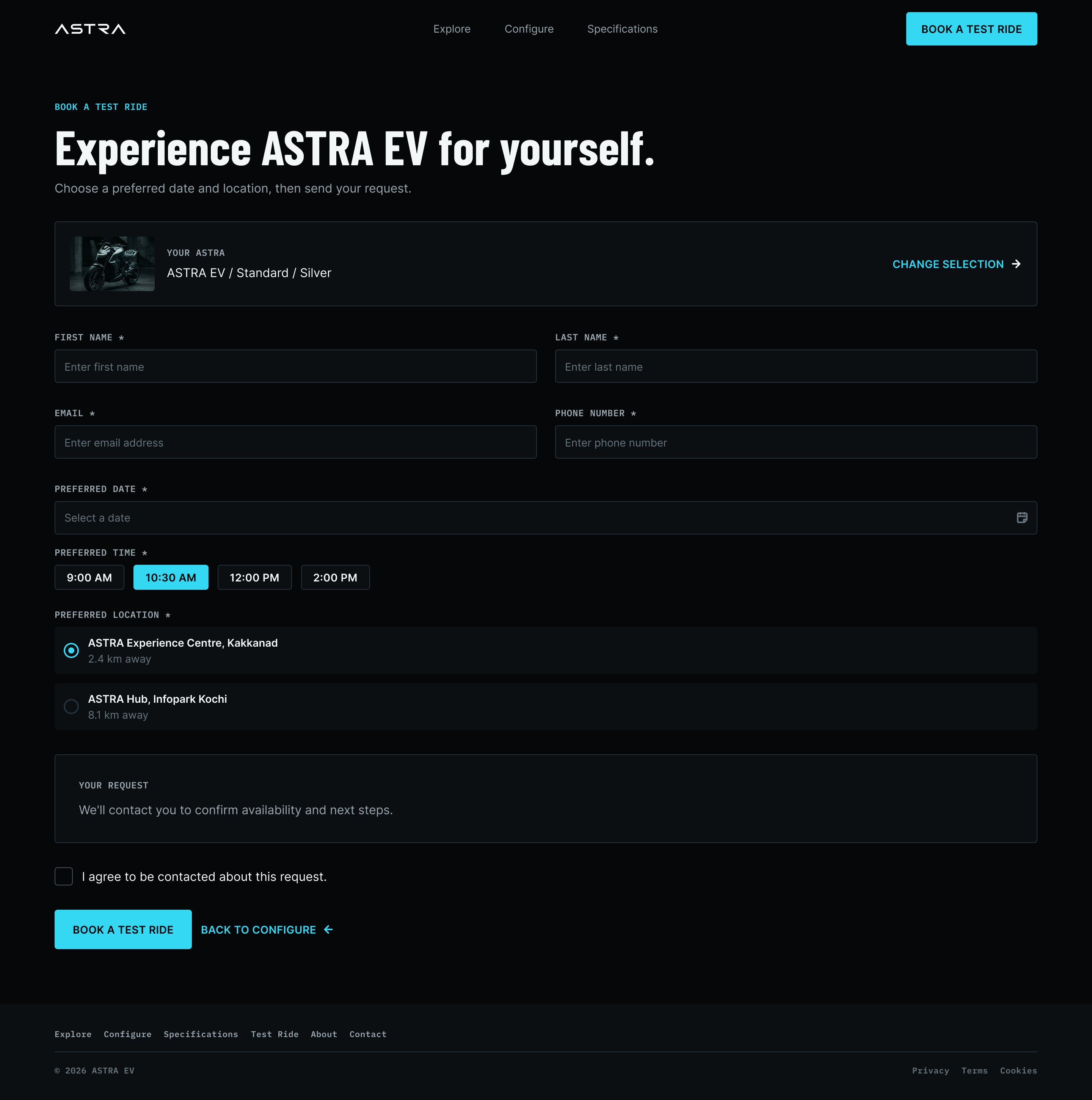 Test ride booking