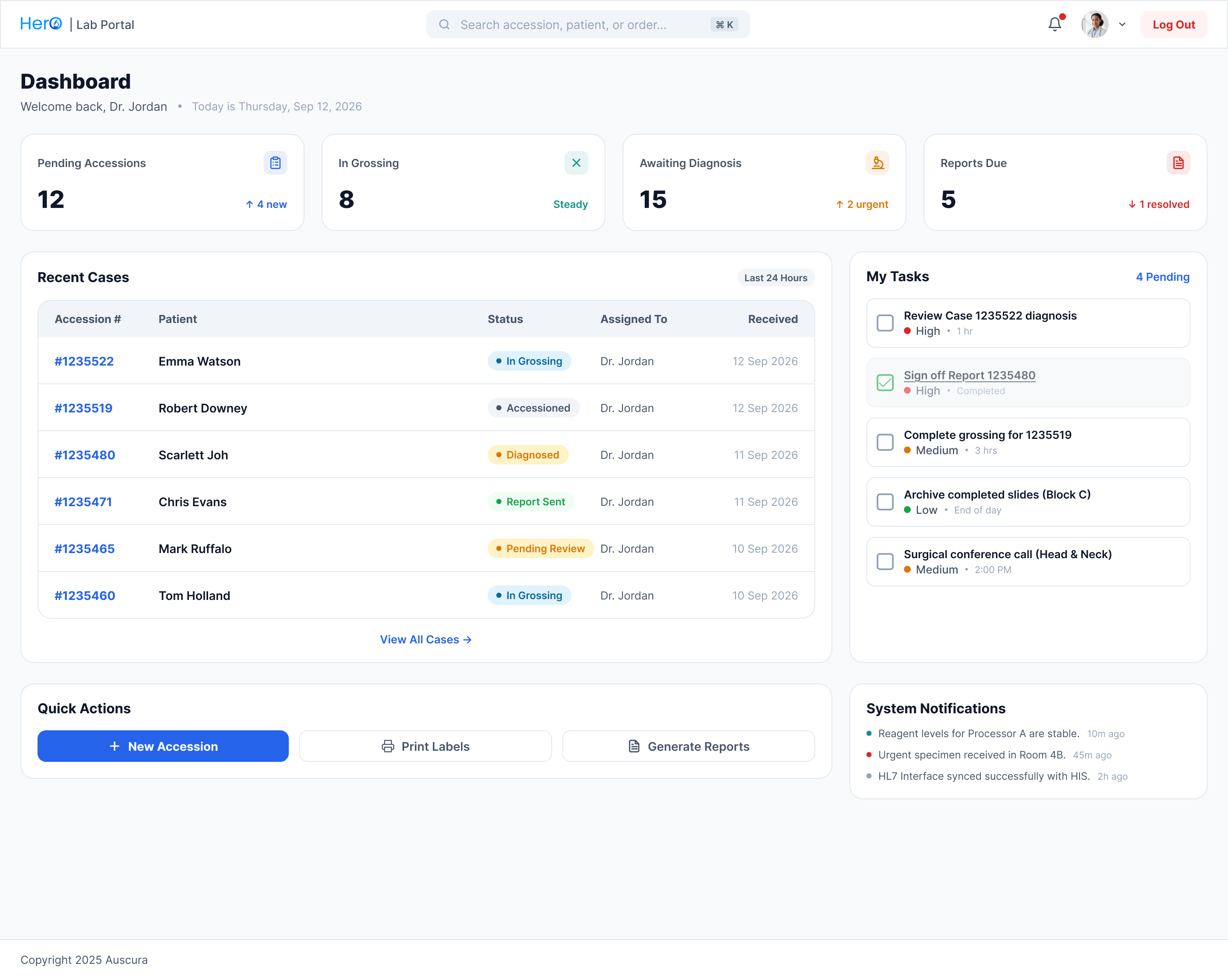 Auscura, Dashboard