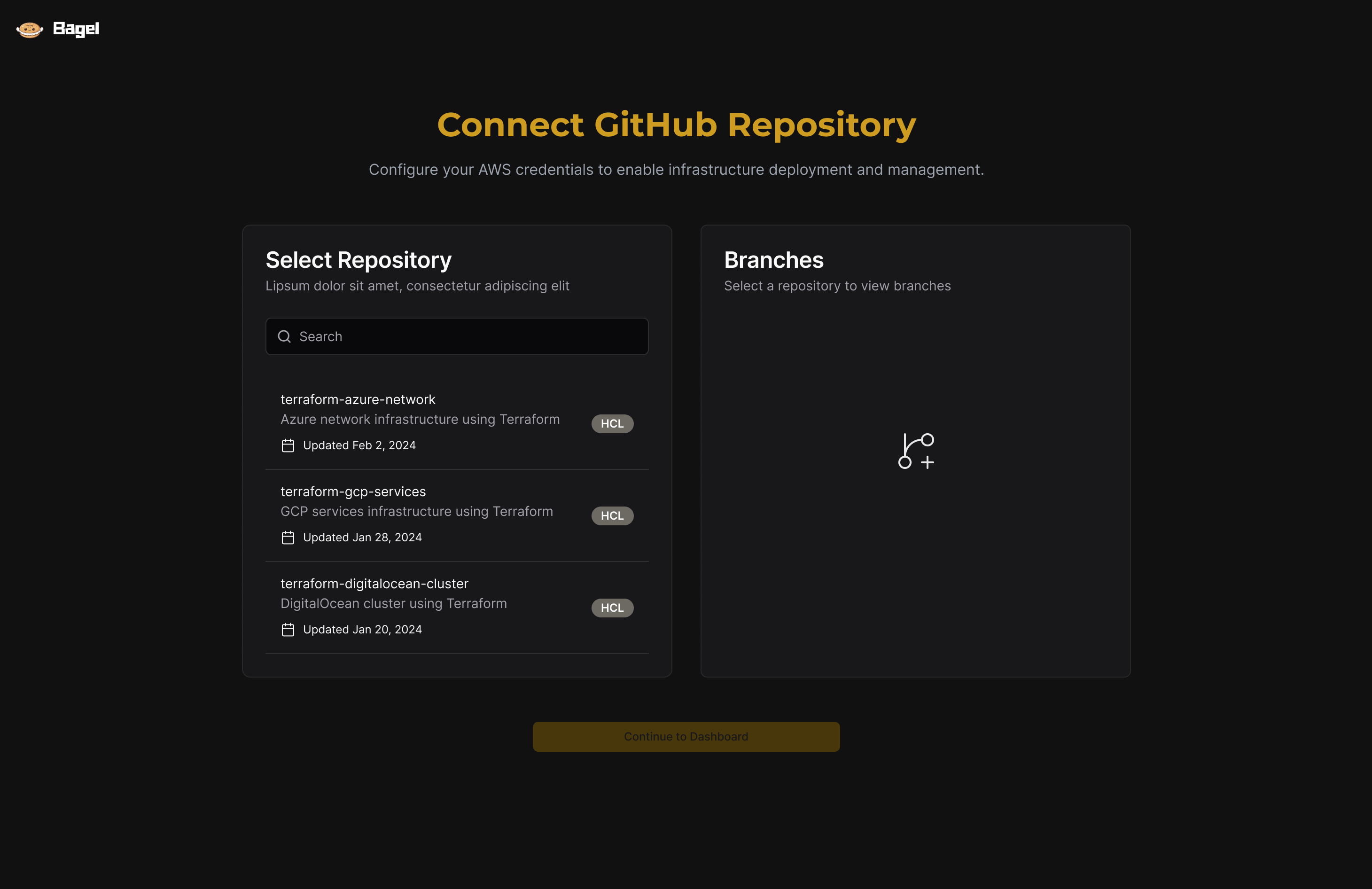 B9 Repository picker empty state