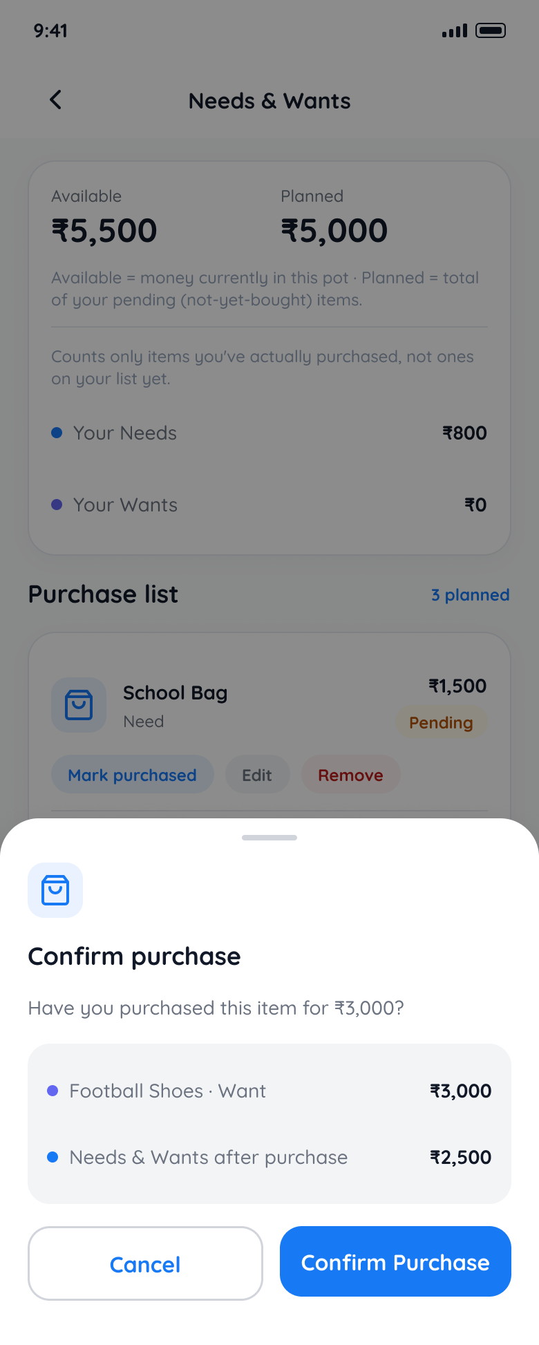 Confirm purchase