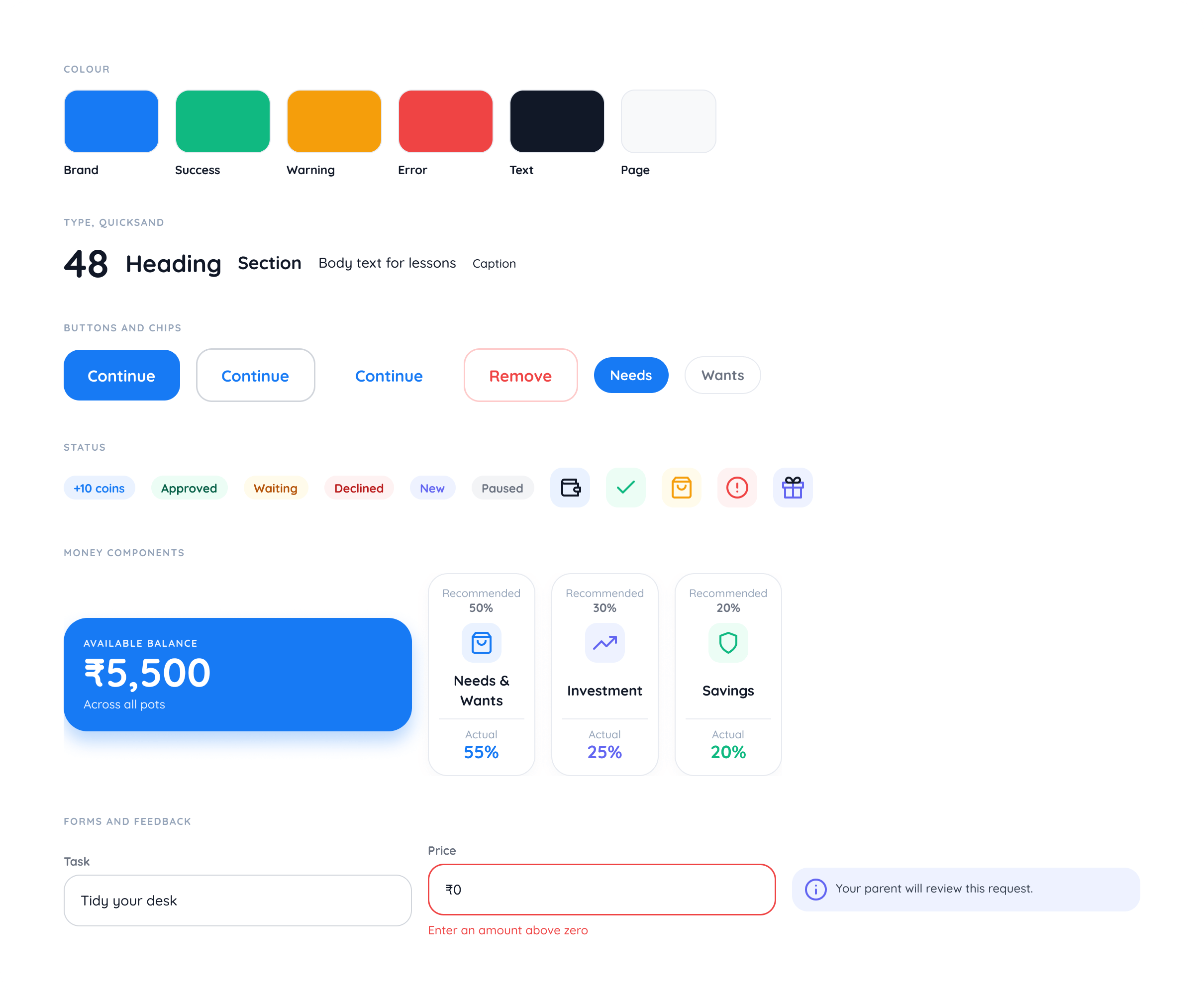 Finsteps, design system sample