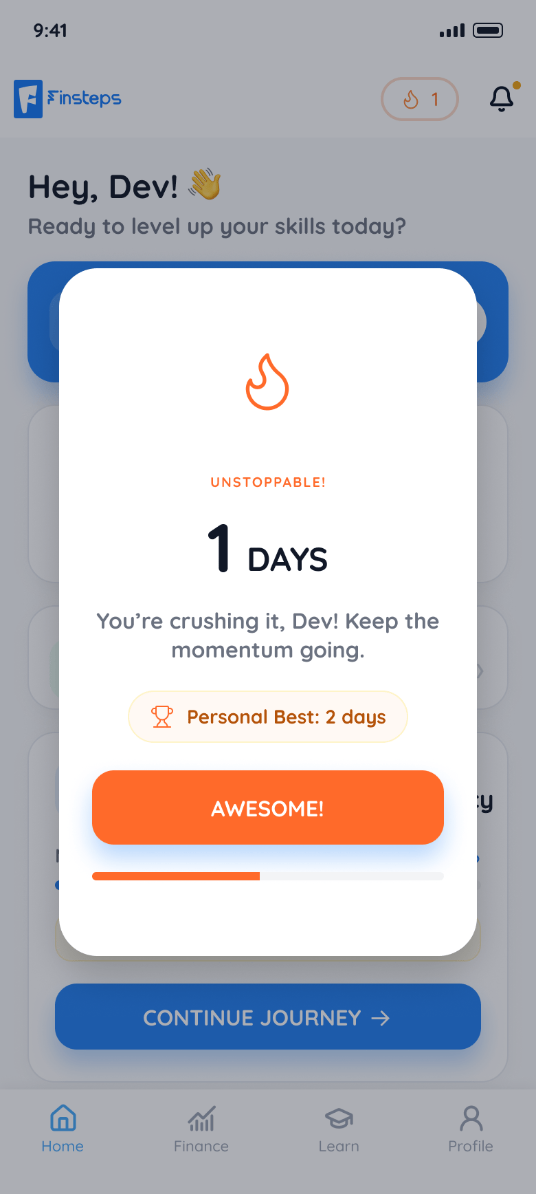 Streak celebration